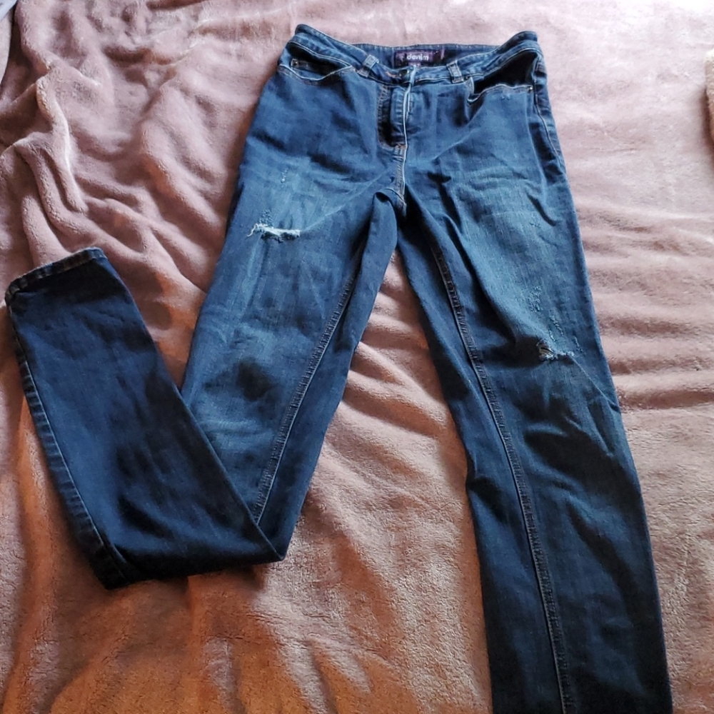 EXTRA LONG high rise ripped jeans, W26 L37